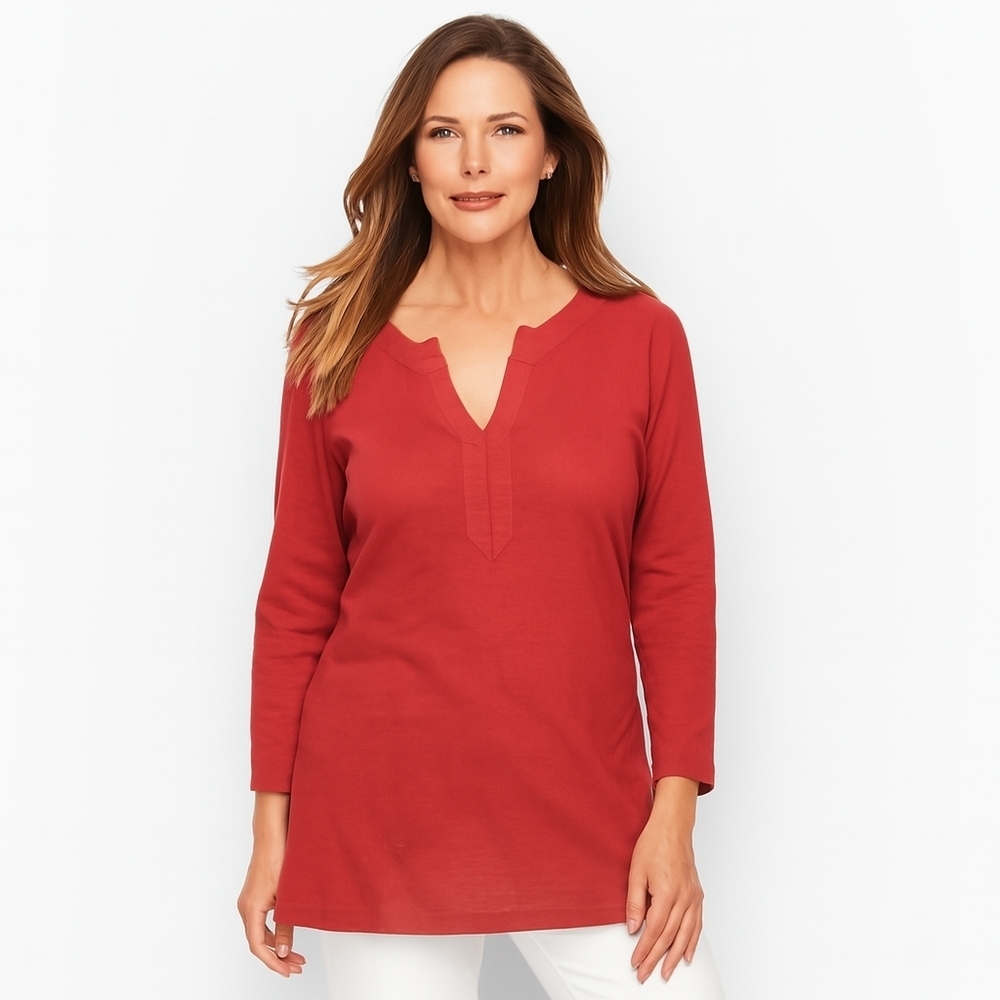 Talbots Linen-Blend Lightweight Vacation Beach Summer Split-Neck Sweater Womens